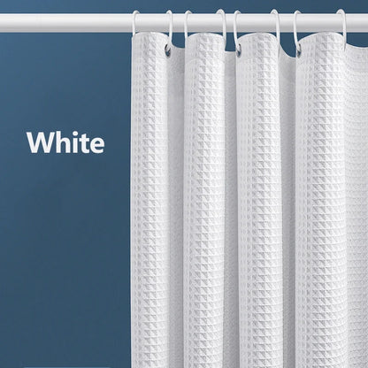 Thickened Waffle Solid Color Shower Curtain, Non-porous Double-sided Waterproof and Mildew Shading Suitable for Toilet, Bathroom