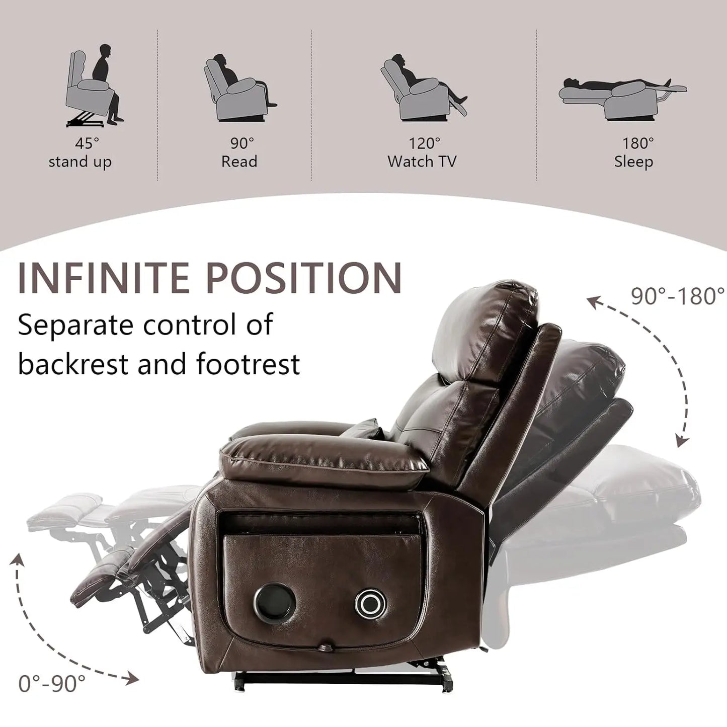 Dual Motor Power Lift Recliner Chair for Adult & Elderly, Infinite Position Lay Flat Lift Chair with Heat &, Customized