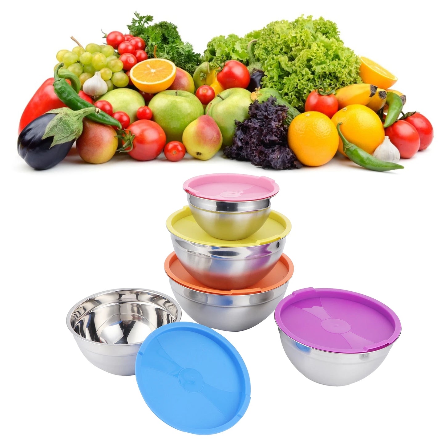 Food Storage Container /set Stainless Steel Mixing Bowl Food Storage Preservation Box with Lids