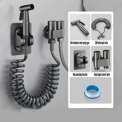 Handheld Toilet Bidet Faucet Sprayer Stainless Steel Bathroom Bidet Spraye Set Hand Sprayer Shower Head Self Cleaning No Punch
