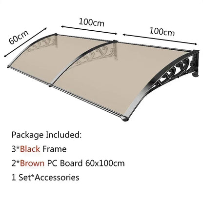 Door Window Awning Big Size PC Board Cover Outdoor Patio Canopy Sun Shelter Window Eaves Rain Cover Awning Aluminum Pergola