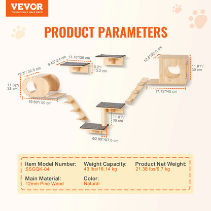 Wall Mounted Cat Shelves Cat Wall Shelves and Perches with Jumping Boards Hammocks & Cat Tree Cat Furniture and Shelves
