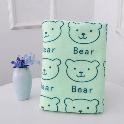 70x140cm Bear Print Shower Towel Large Beach Towels Quick-drying Towel Bath Towel Absorbent Soft Comfort Microfiber Bathrobe