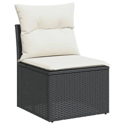 Garden Sofa Set Black PE Rattan Modular Outdoor Seating Furniture for Patio Balcony and Garden Decor