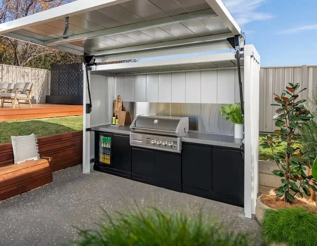 Customizable 2025 New SS304 Outdoor BBQ Kitchen with Detachable Shed, Grill, Sink & Fridge Combo for Large Family Parties