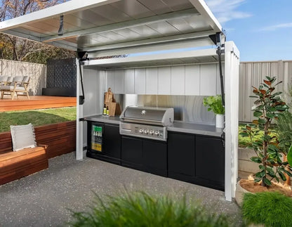 Customizable 2025 New SS304 Outdoor BBQ Kitchen with Detachable Shed, Grill, Sink & Fridge Combo for Large Family Parties