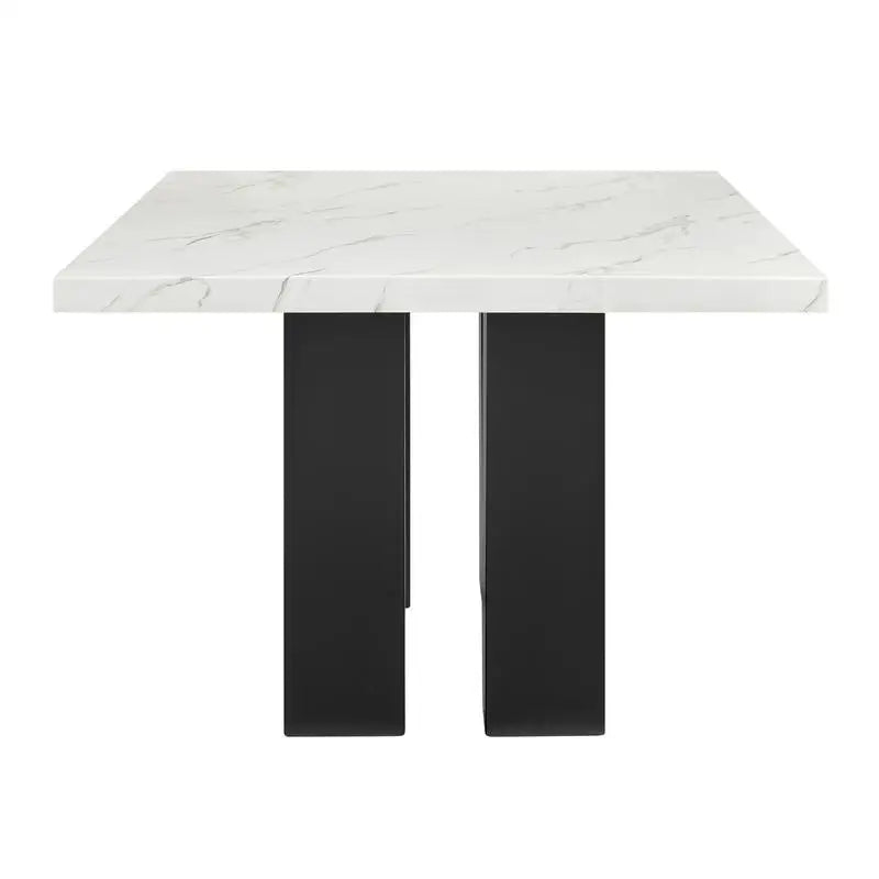 6-Pc Dining Set, White Rectangular Marble Tabletop, Dark Finish Base, Upholstered Chairs & Bench, Soft table