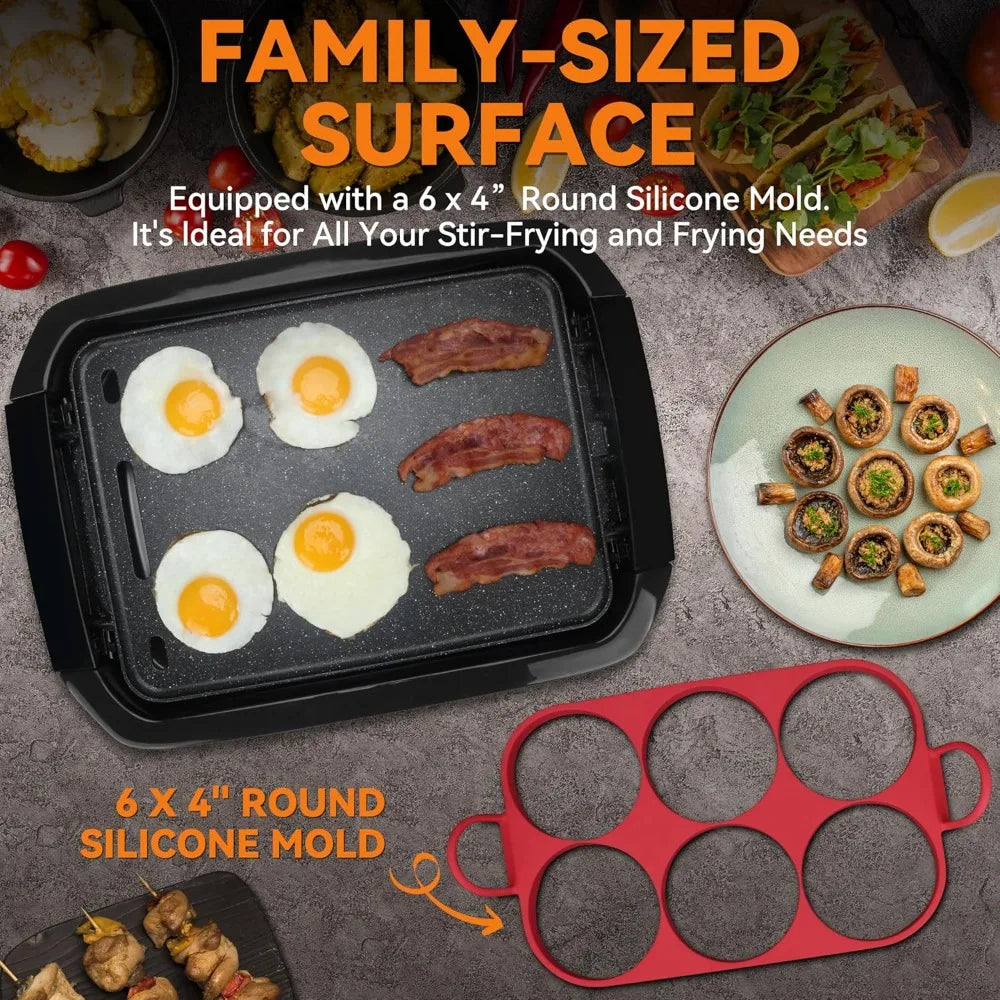 Baker's Friend Electric Indoor Griddle And Grill 2-in-1 Griddle Plate with Removable Indoor Grill Plate for Versatile Cooking