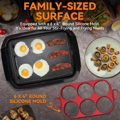 Baker's Friend Electric Indoor Griddle And Grill 2-in-1 Griddle Plate with Removable Indoor Grill Plate for Versatile Cooking
