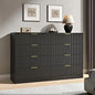 Fluted Dresser for Bedroom with 8 Drawer, 55” Wide White Double Drawer Dresser Modern Chest of Drawers with Metal Handle
