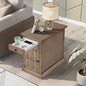 Multifunctional Classic Vintage End Table with USB Ports and 1 Drawer with Cup Holders