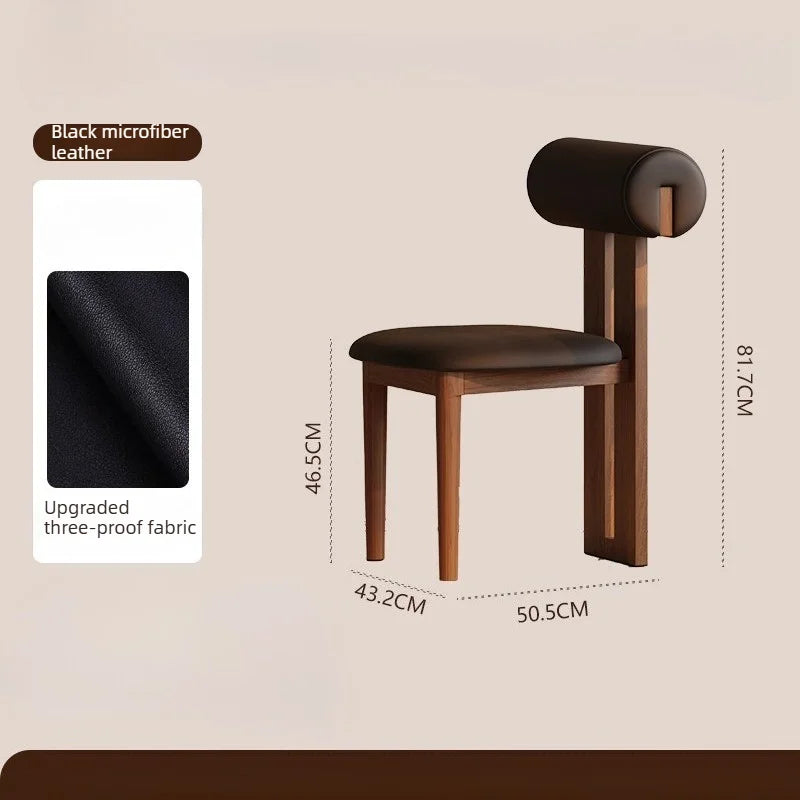 Nordic Solid Wood Dining Chairs, French Retro Style Dining Chairs, Comfortable Fabric Creative Hippo Dining Chairs