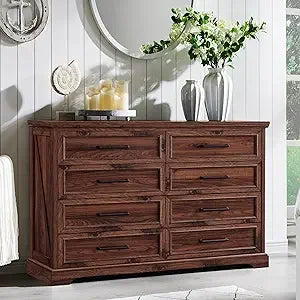 5 Drawer 46" Tall Wood Farmhouse Dresser Chests