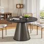 Round Dining Table for 4, Farmhouse Fluted Dining Kitchen Table, 47 Inch Modern Wood Small Circle Dining Table
