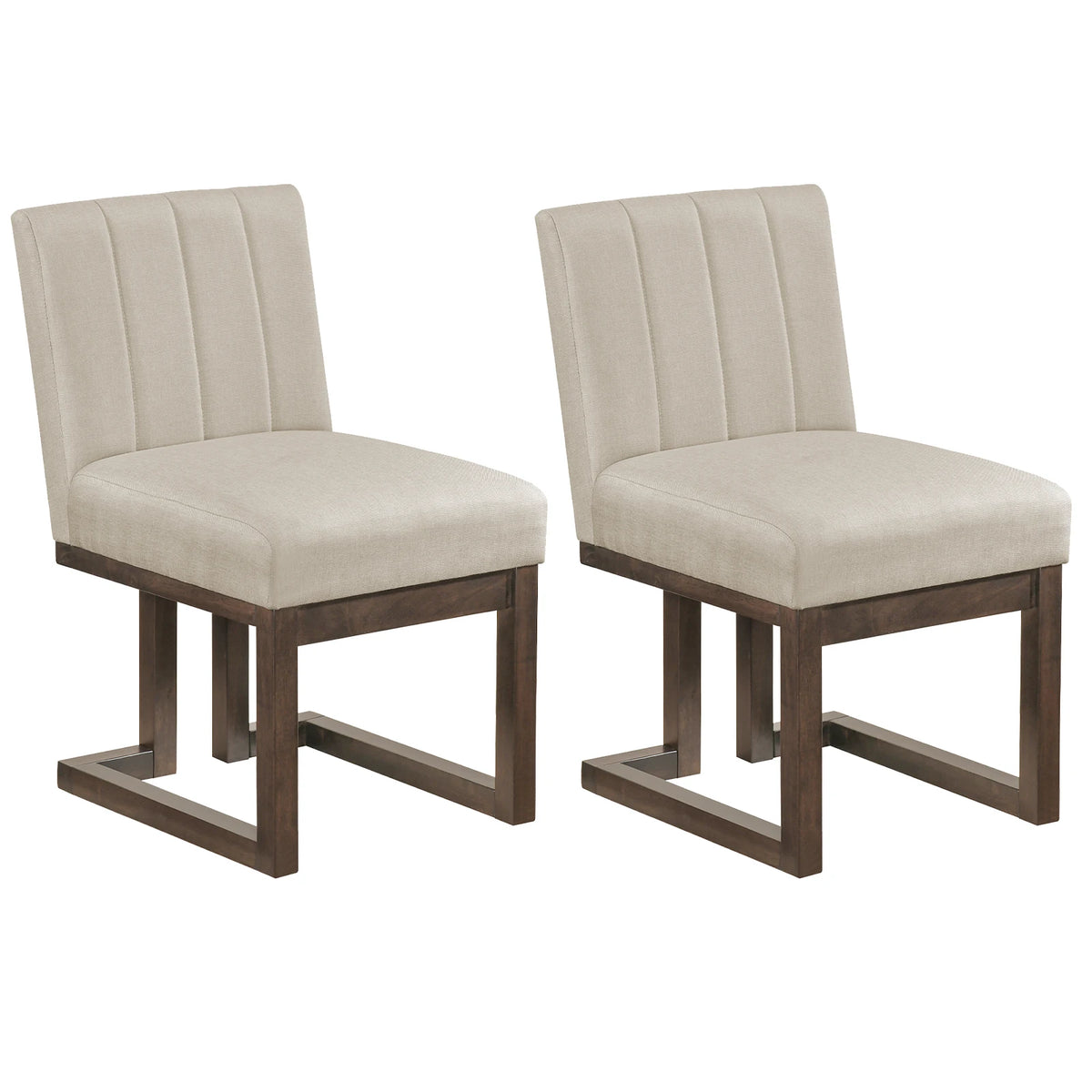 2PCS Wooden Dining Chairs Modern Farmhouse Fabric Upholstered Kitchen Chairs