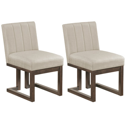 2PCS Wooden Dining Chairs Modern Farmhouse Fabric Upholstered Kitchen Chairs