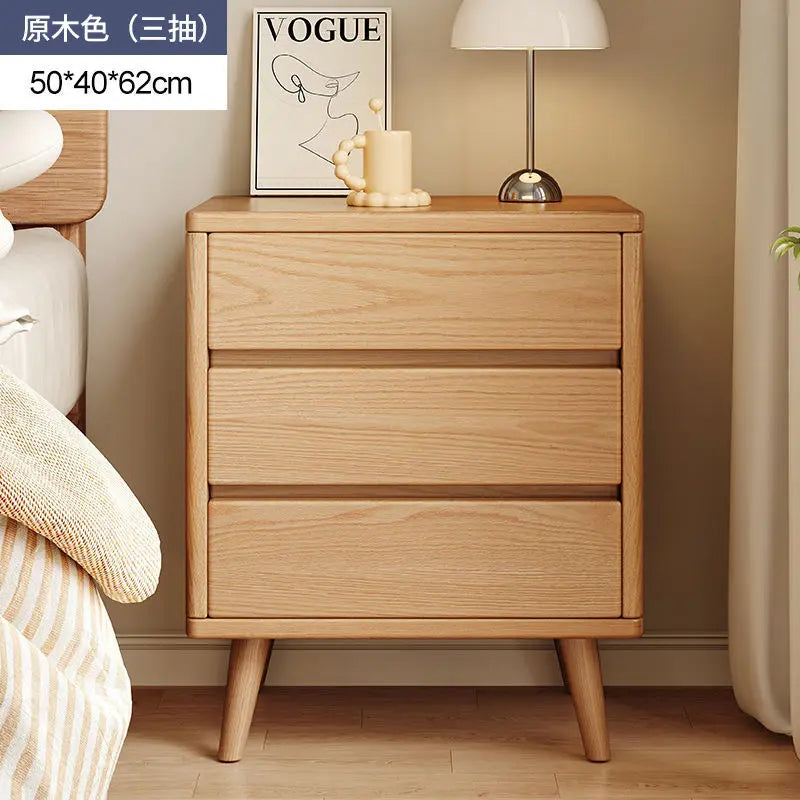 Solid wood bedside table simple Chinese Nordic home storage cabinet storage bedroom bedside floor storage cabinet