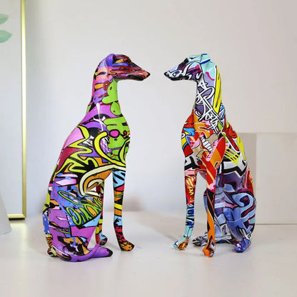 Modern Creative Painted Colorful Greyhound Doberman Decoration