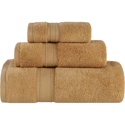 Luxury Cotton Chevron 3 Piece Towel Set Zero Twist Quick Dry Plush Soft Absorbent Bath Hand Face Towels Home Spa