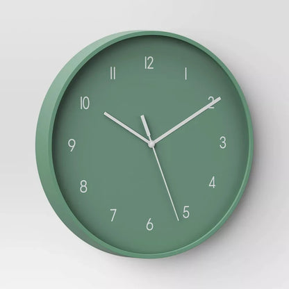 12" Wall Clock Battery Operated,Decorative Non-Ticking Silent Analog Wall Clock for Bathroom Kitchen Bedroom Living Room,Green