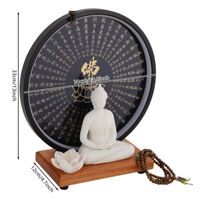 Buddha Statue Decoration Ceramic Buddha Statue with Circle LED Lamp Buddha Statue for Decor White/Red/Yellow/Blue 11.8*4.7*13in