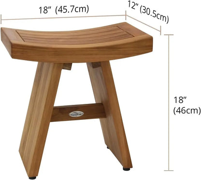 The Original 18" Asia Teak Shower Bench, 12"D x 18"W x 18"H