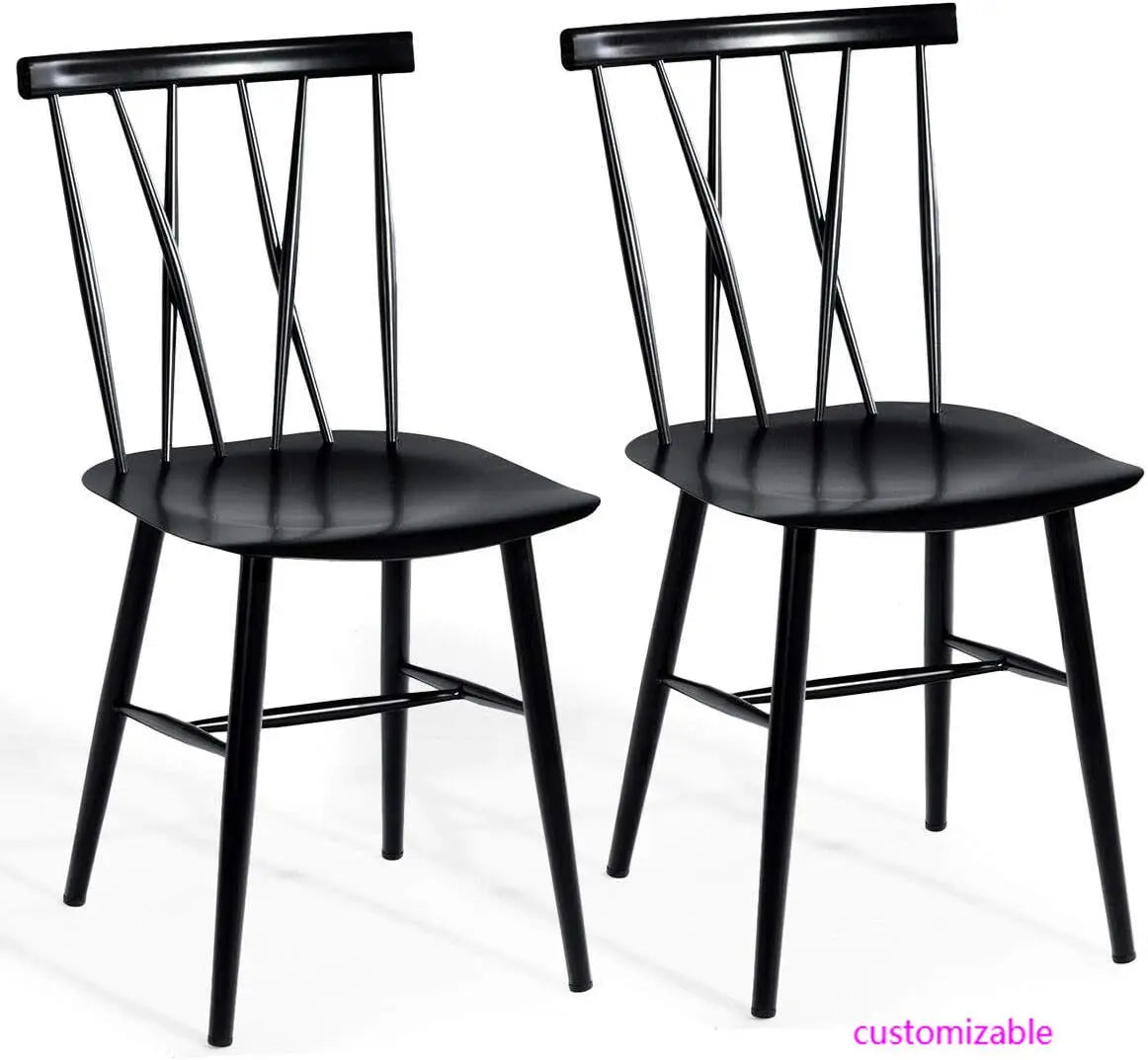 Dining Chair Set of 2, Farmhouse Windsor Chairs Dining Room Chairs with Spindle Back and Sturdy Metal Construction,(Height 17'')