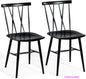 Dining Chair Set of 2, Farmhouse Windsor Chairs Dining Room Chairs with Spindle Back and Sturdy Metal Construction,(Height 17'')