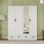Wooden Armoire Wardrobe Closet：Large Wardrobe Closet with 4 Doors, 3 Drawers for Tall Cabinet, Wardrobe Cabinet for Bedroom with