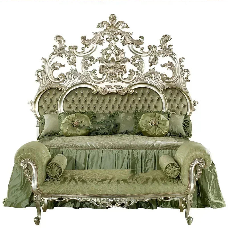 Master Modern Bed Large Princess Vintage Carved Girl Queen Bed Double Luxury Confortable European