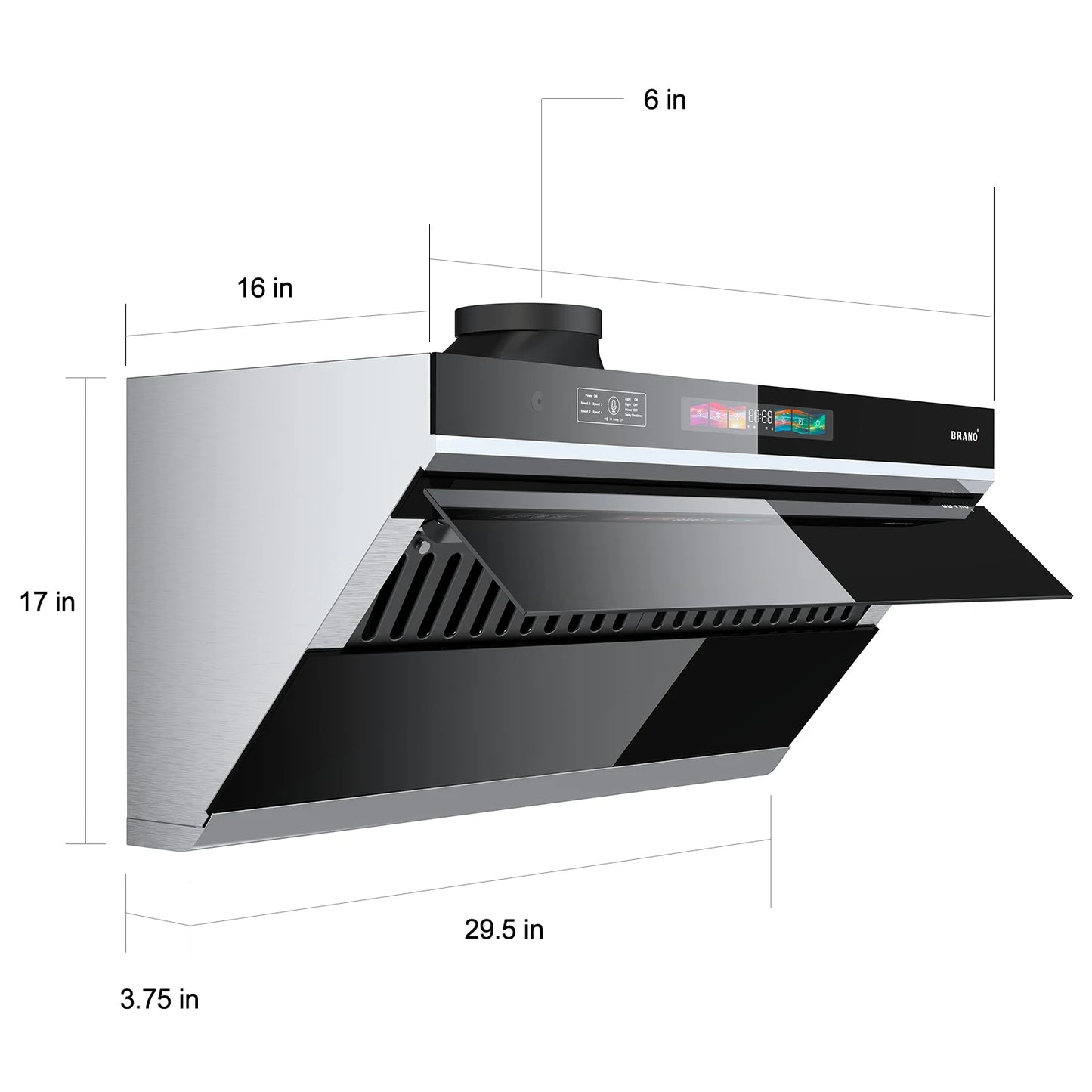 Under Cabinet Range Hood 30/36 inch, 900 CFM Kitchen Hood with Voice/Gesture/Touch Control,Ducted/Ductless Convertible