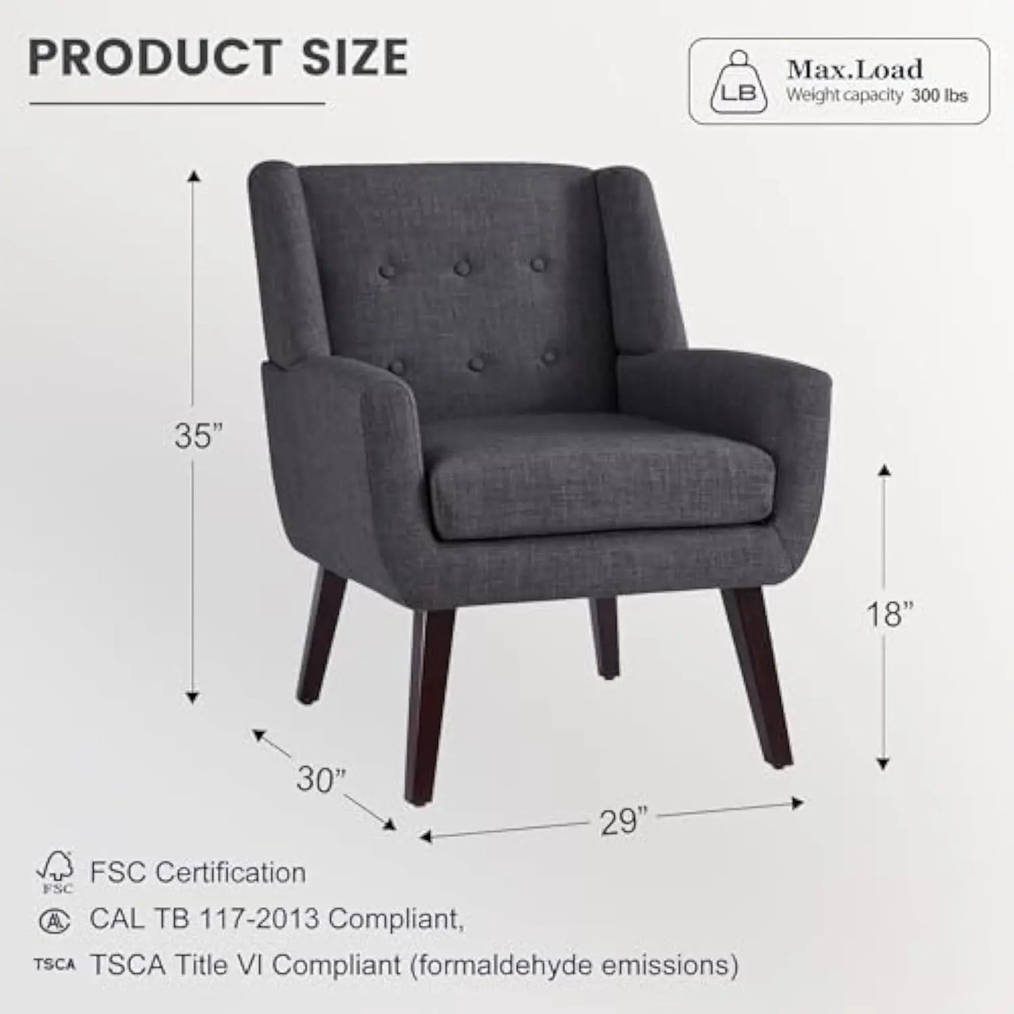Button Tufted Accent Chairs Set of 2 Upholstered Reading Living Room Chair Mid Century Modern Chair with Linen Fabric Club Chair