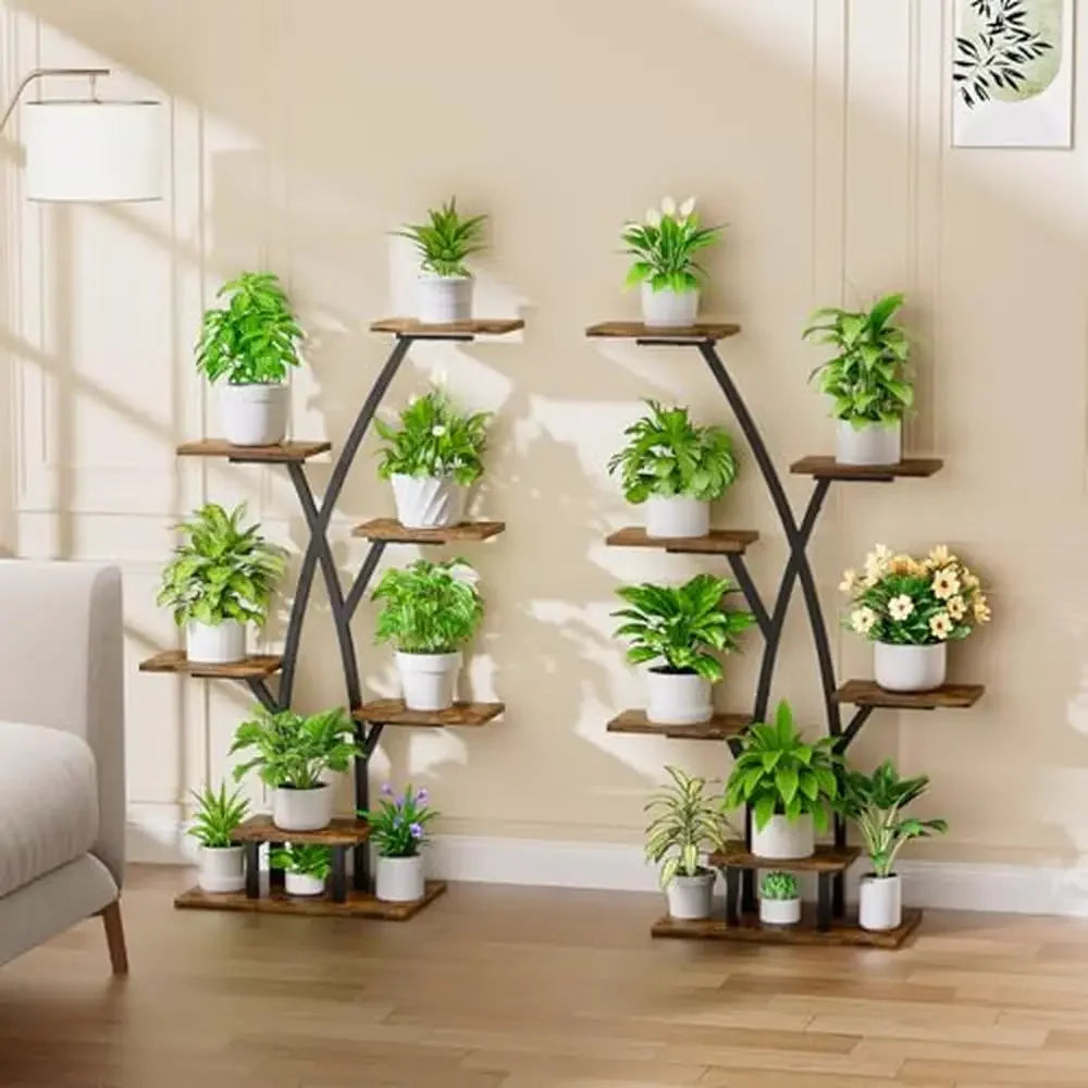 7 Tiered Indoor Plant Stand with Grow Lights Tree-Shaped Plant Shelf Multiple Plants Sturdy Structure Easy Assembly 42" Metal