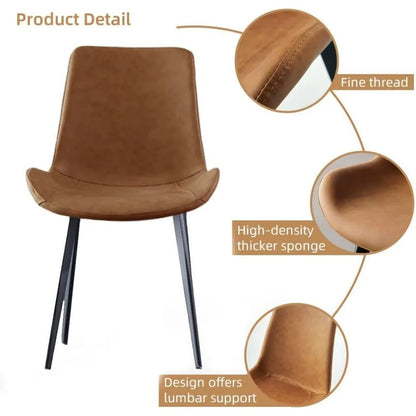 Dining Chairs Set of 4, Modern Kitchen & Dining Room Chairs, Upholstered Faux Leather Cushion Seat and Sturdy Metal Legs (4 Brow
