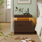 LED Nightstands with 2 Drawers, End Table with RGB LED Lights for Bedroom Living Room, White Bedside Table