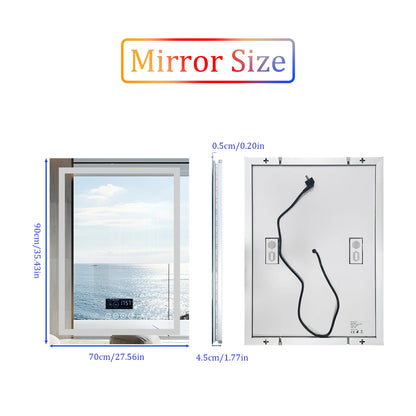 Large Illuminate Bluetooth Bathroom Mirror Time Display LED Lighted Full Length Dressing Mirror