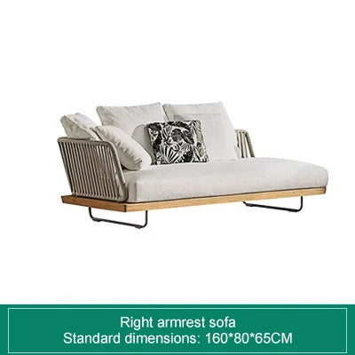 Nordic Outdoor Patio Furniture Set, 3-Piece Wicker Sofa with Solid Wood Frame, Waterproof Sunproof for Garden Balcony
