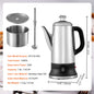 12-Cup Electric Percolator Coffee Pot 304 Stainless Steel Coffee Percolator with Keep Warm Function