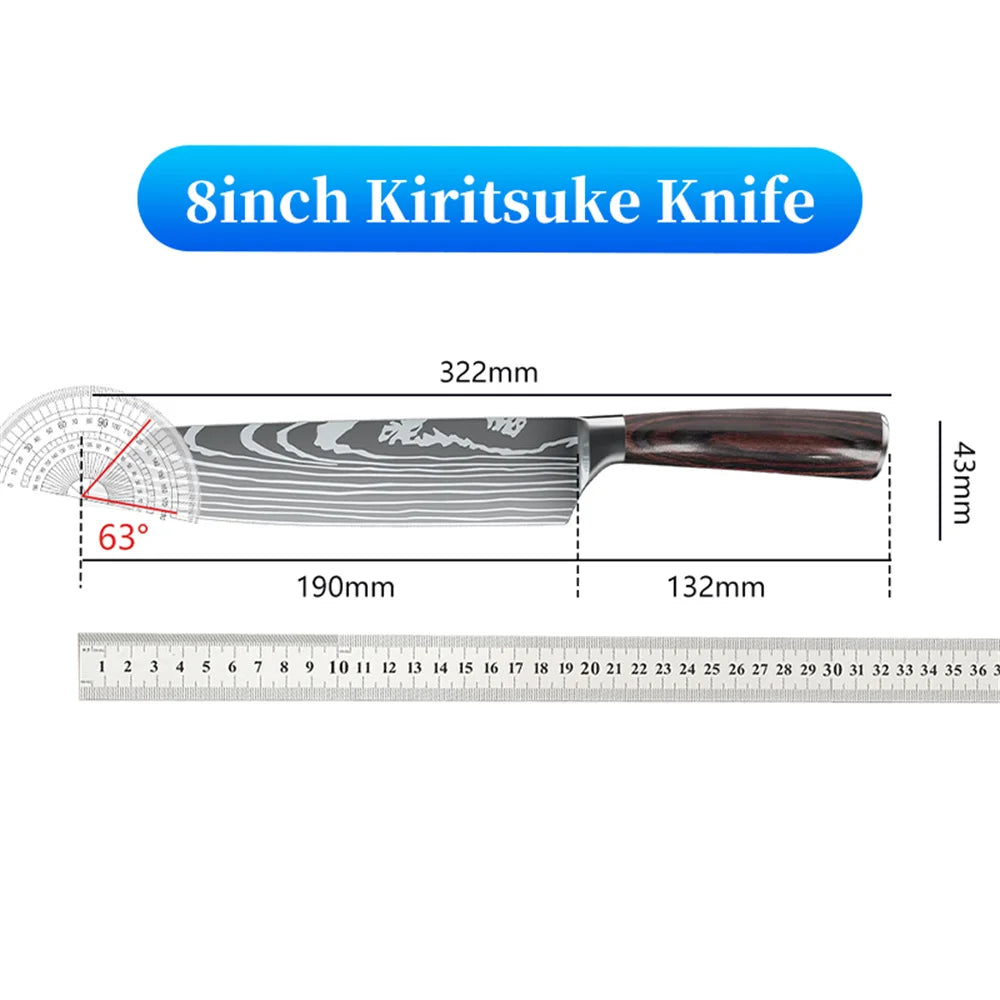 Utility Knife Ultra Sharp Japanese Stainless Steel Chef's Kitchen Cooking Tools Pakka Wood Handle Christmas Gift Box