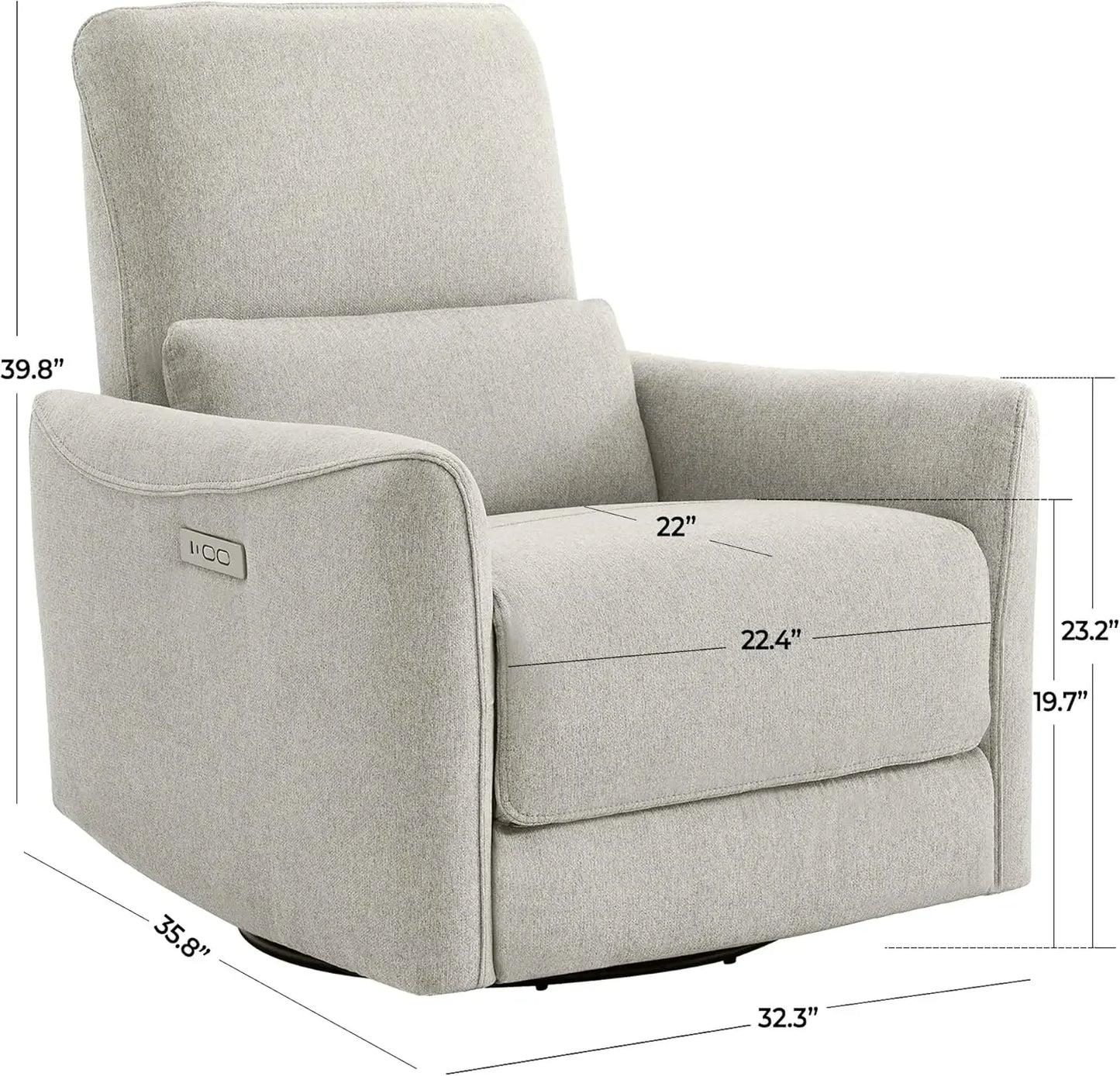 Power Recliner Chair Swivel Glider, FSC Certified Fabric Living Room Nursery Reclining Sofa Chair with Lumbar Support