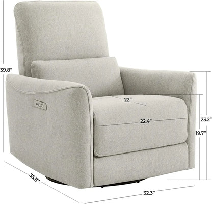 Power Recliner Chair Swivel Glider, FSC Certified Fabric Living Room Nursery Reclining Sofa Chair with Lumbar Support