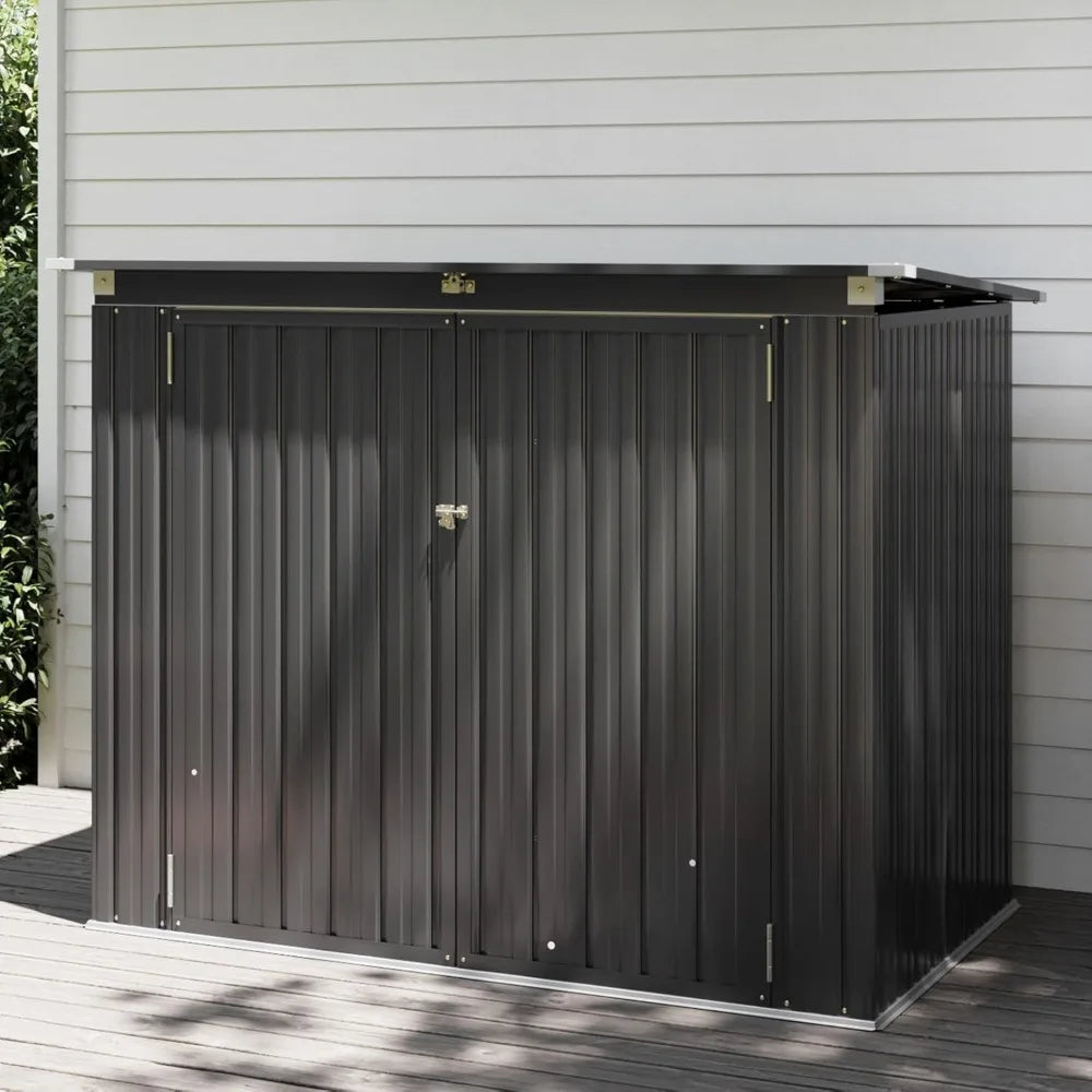 79 Cu. Ft Premium Storage Shed 3.3 x 5.6 FT Outside Metal Trash Shed Waterproof Outside Storage with Lid Chain Storage Trash Can