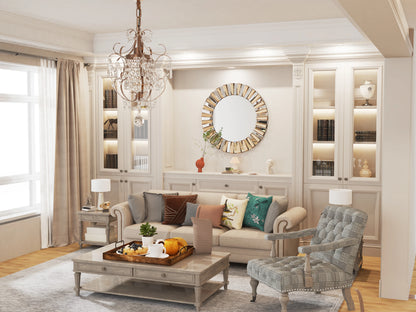 Decorative Mirrors Round Sunburst Wall Mirror Beveled Edge Glass Bathroom Vanity Mirror Hanging Accent Mirrors for Living Room