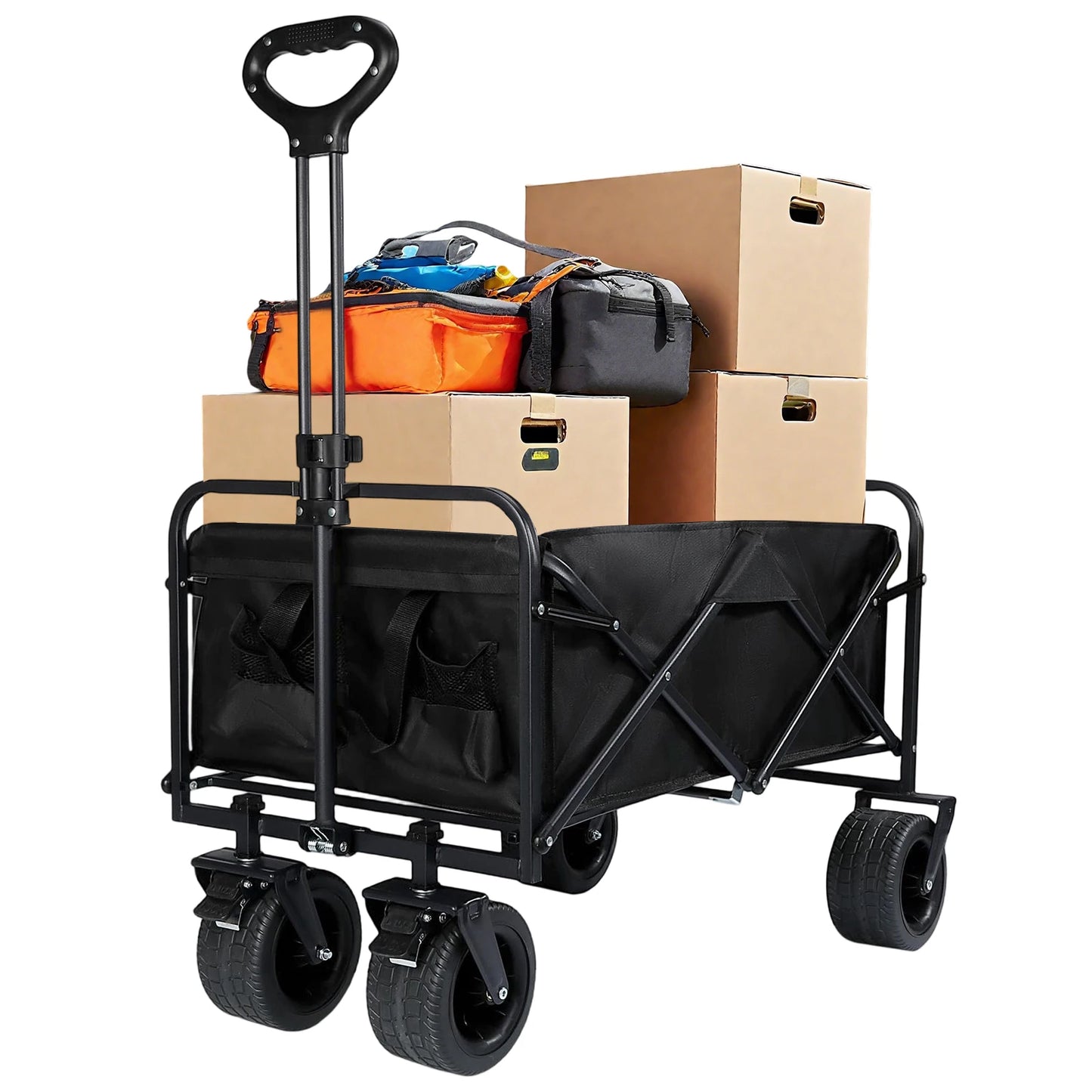 Foldable Multi-Function Beach Cart Heavy Duty Large Capacity Folding Cart Outdoor Trolley Portable Camper