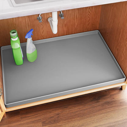 Waterproof Under Sink Mat -34” x 22” Cabinet Liner for Kitchen & Bathroom, Shelf Protector Silicone