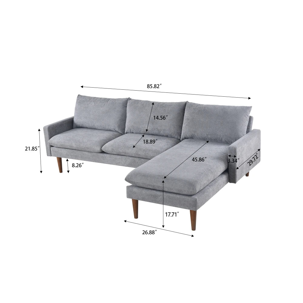 L-shaped sofa with padded cashmere: Ideal for living rooms, apartments - easy to assemble and maintain