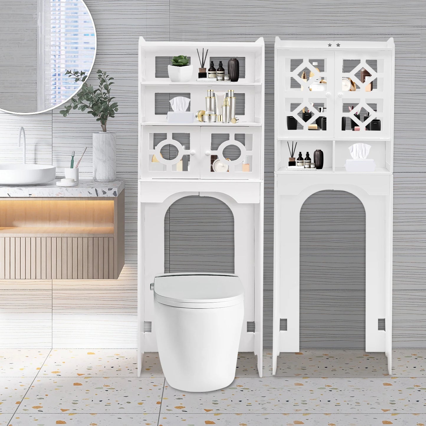 Bathroom Floor Cabinet 4 Tier Over The Toilet Storage Cabinet Bathroom Organizer 48x23x150cm