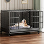 48-Inch Heavy-Duty Dog Crate with Wheels, Folding Metal Cage for Large Dogs, Extra-Large Indestructible Design
