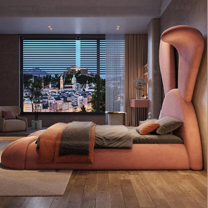 Backrest Modern Bedroom Bed Luxury Wood Italian Big Hotel Double Beds Children Floor Storage