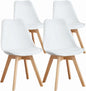 Set of 4 Modern Dining Chairs with Wood Legs and PU Leather Cushion for Kitchen, Living Room, and Outdoor Use